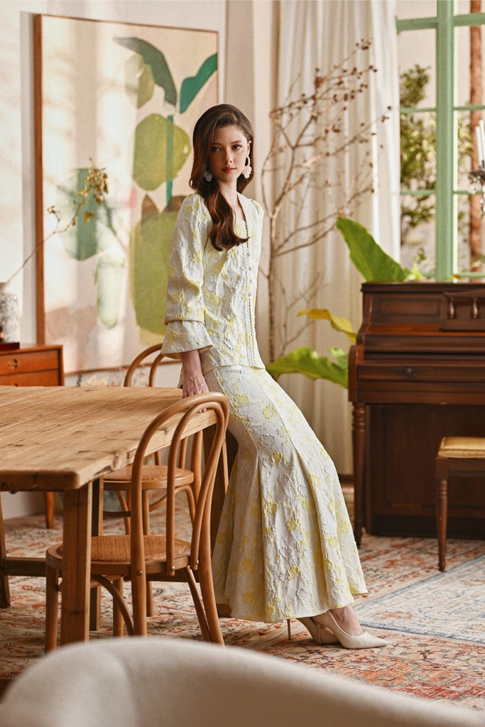 The Glow Women Lavish Kebaya Set - Tender Yellow Jacquard