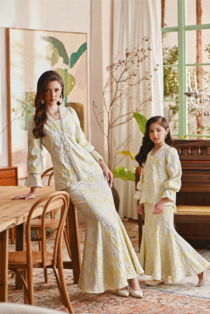 The Glow Lavish Kebaya Set - Tender Yellow Jacquard