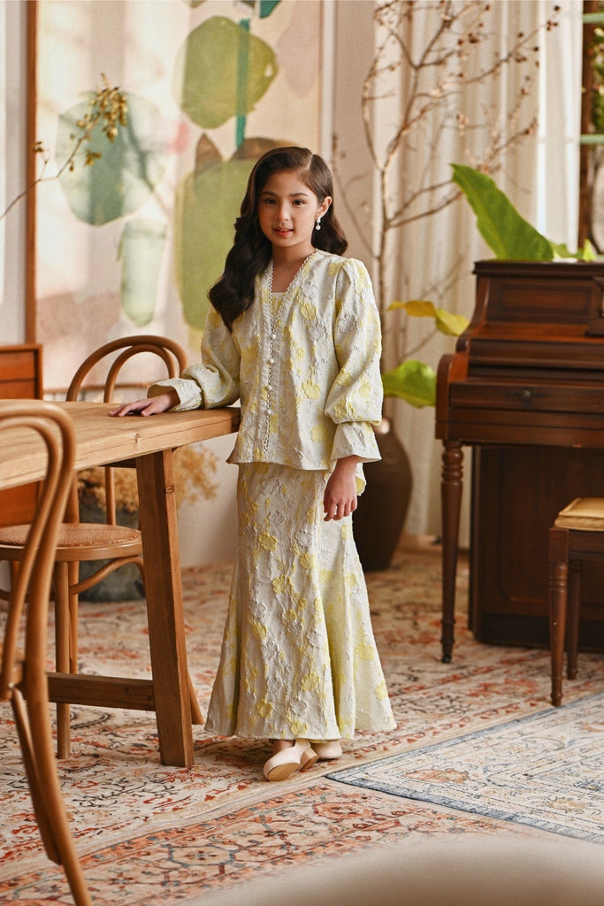 The Glow Lavish Kebaya Set - Tender Yellow Jacquard