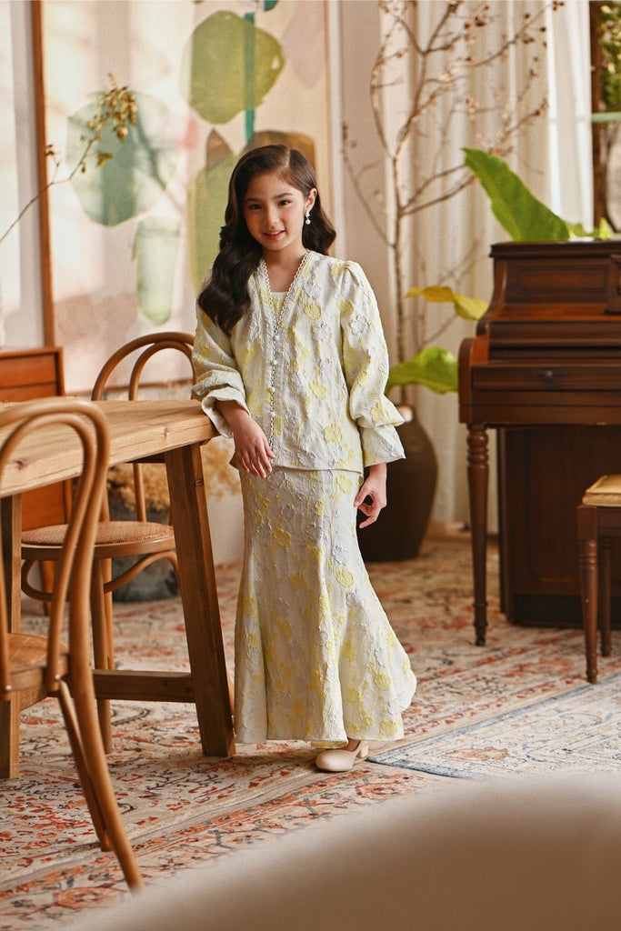 The Glow Lavish Kebaya Set - Tender Yellow Jacquard