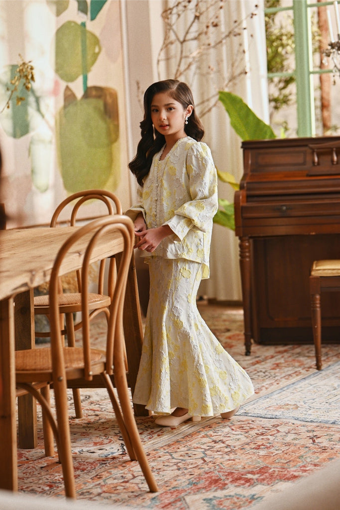 The Glow Lavish Kebaya Set - Tender Yellow Jacquard