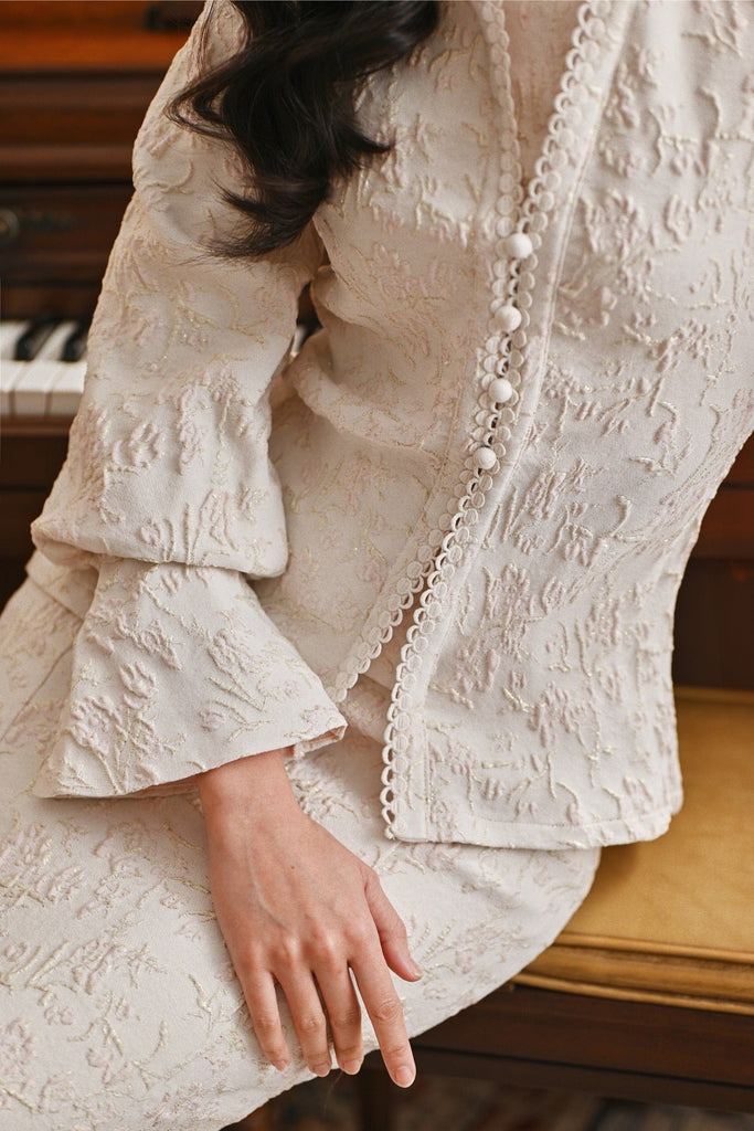 The Glow Women Lavish Kebaya Set - Whisper Pink Jacquard