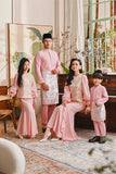 The Glow Women Glossy Kurung Set - Pink Carnation