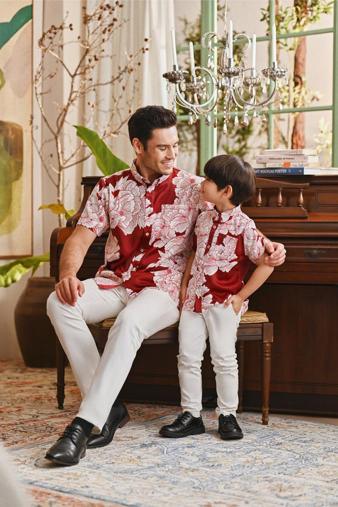 The Glow Men Batik Shirt - Ruby