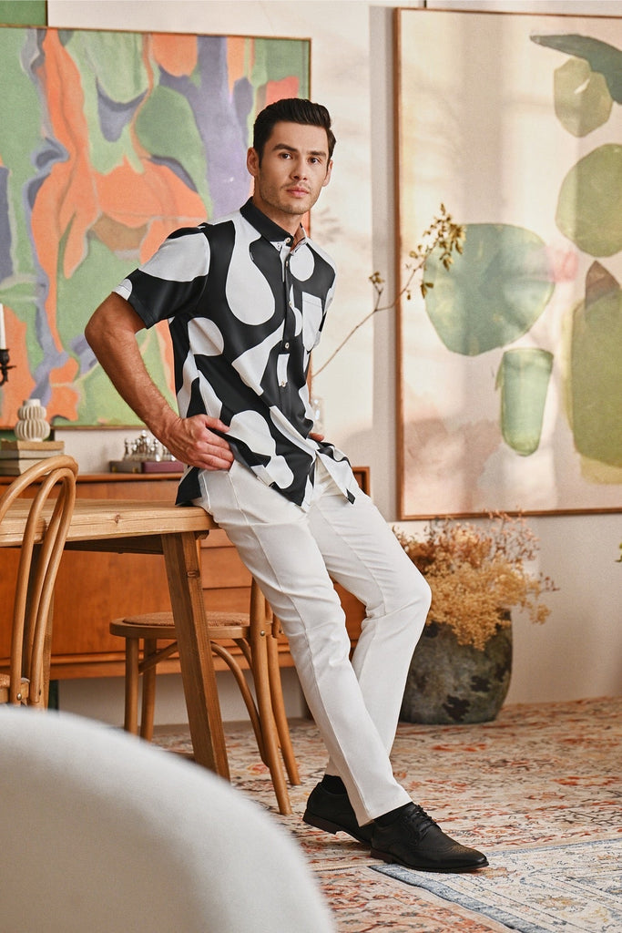 The Glow Men Batik Shirt - Black Sea