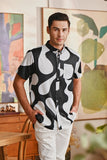 The Glow Men Batik Shirt - Black Sea
