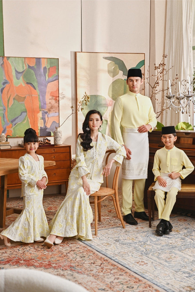 The Glow Lavish Kebaya Set - Tender Yellow Jacquard