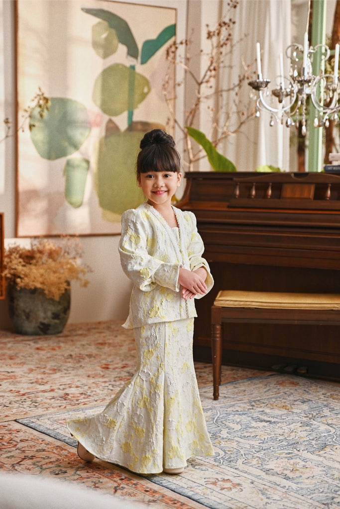 The Glow Lavish Kebaya Set - Tender Yellow Jacquard