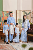 The Glow Women Glossy Kurung Set - Blue Carnation