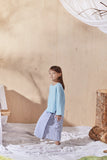 Light Blue Blouse with Oxford Stripe Folded Skirt