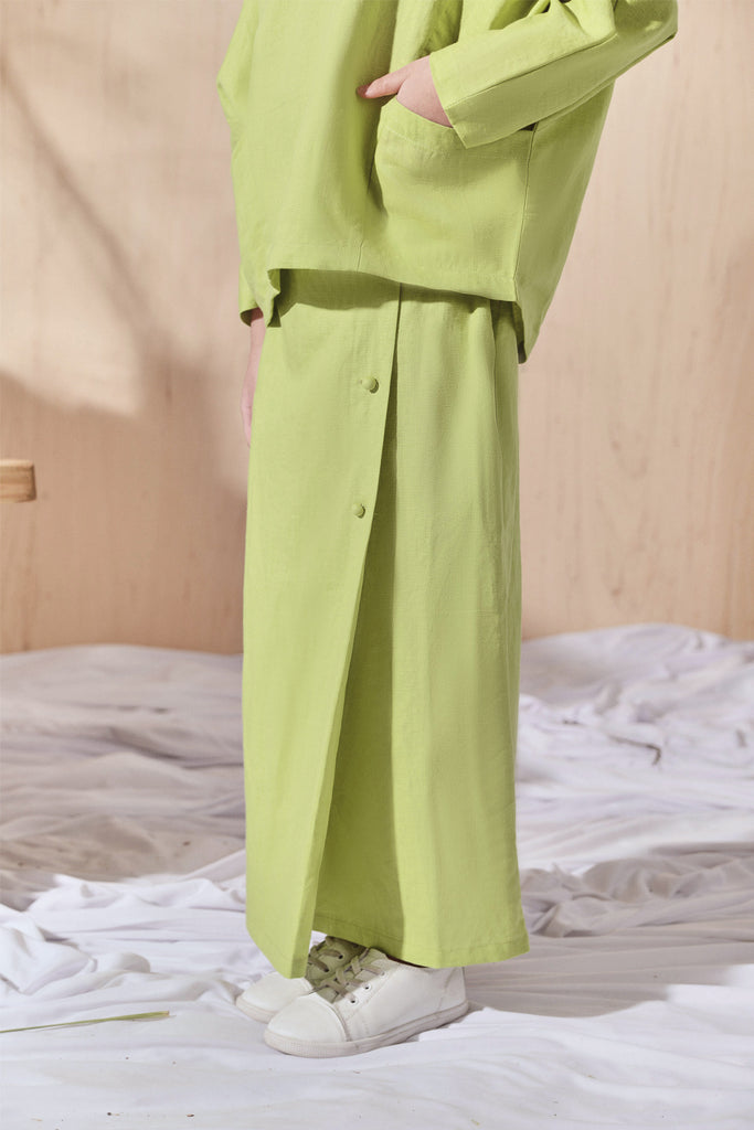 Lime Green Colour Folded Skirt