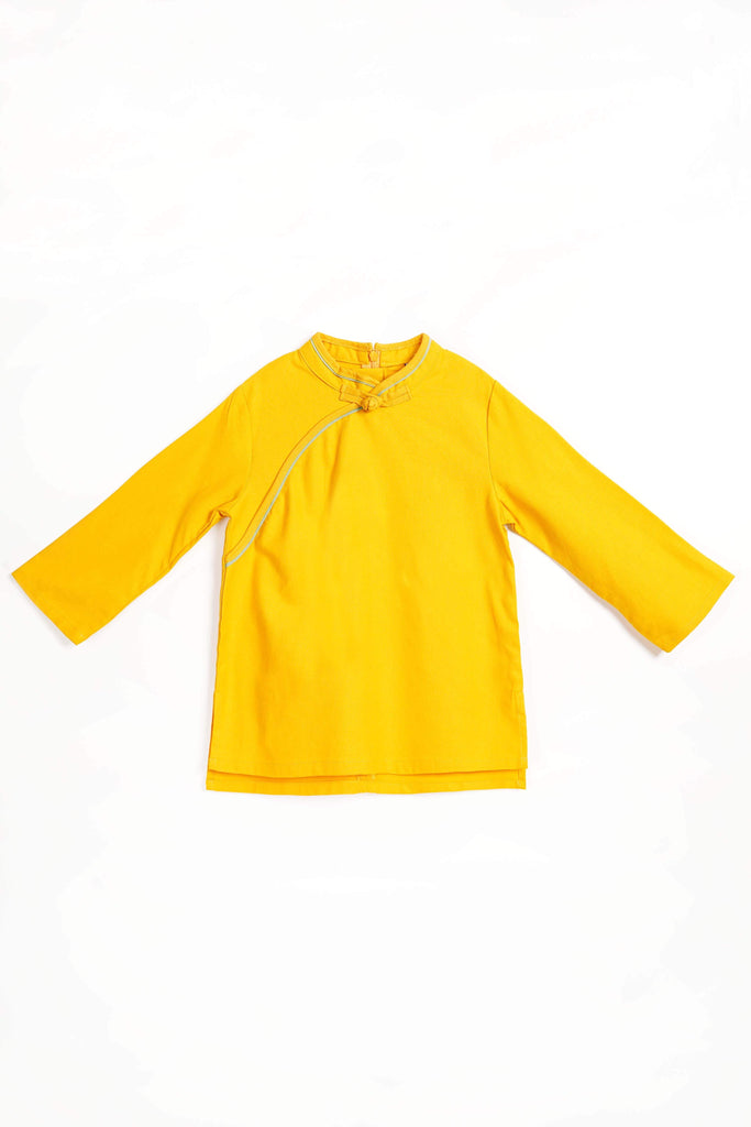 The Spring Cheongsam Blouse - Mustard - POKOKS.COM