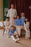 set baju raya sedondon keluarga biru cream