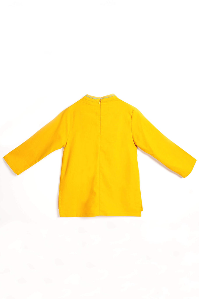 The Spring Cheongsam Blouse - Mustard - POKOKS.COM