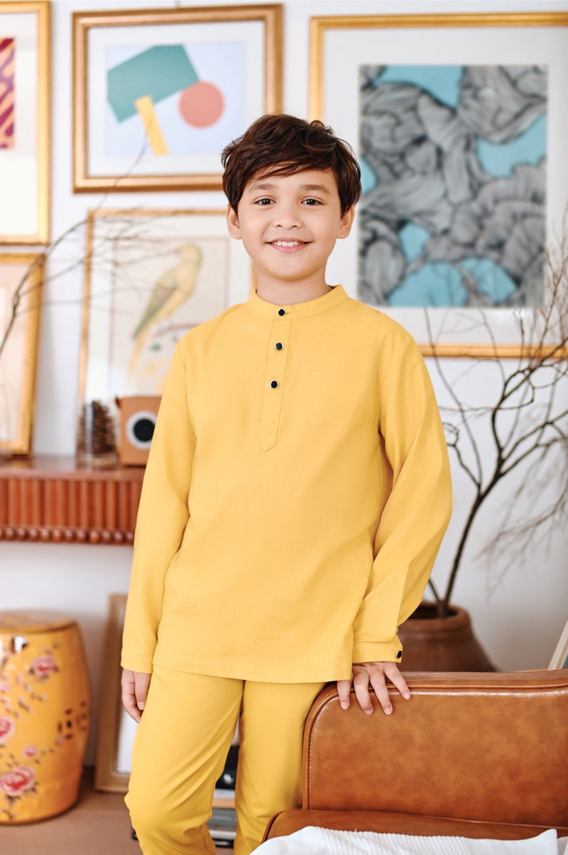 baju melayu set kuning budak