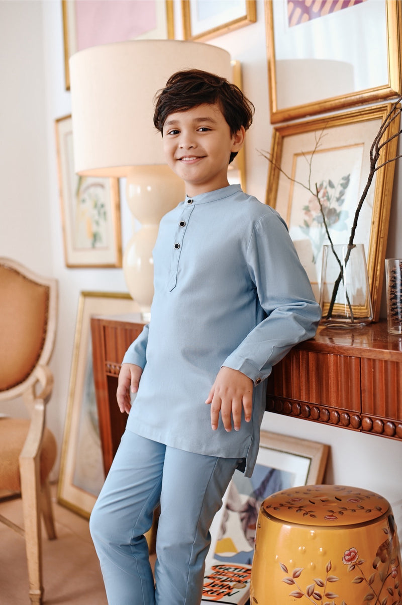 baju melayu set biru budak