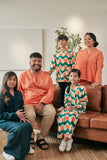 set keluarga baju raya keluarga hijau orange