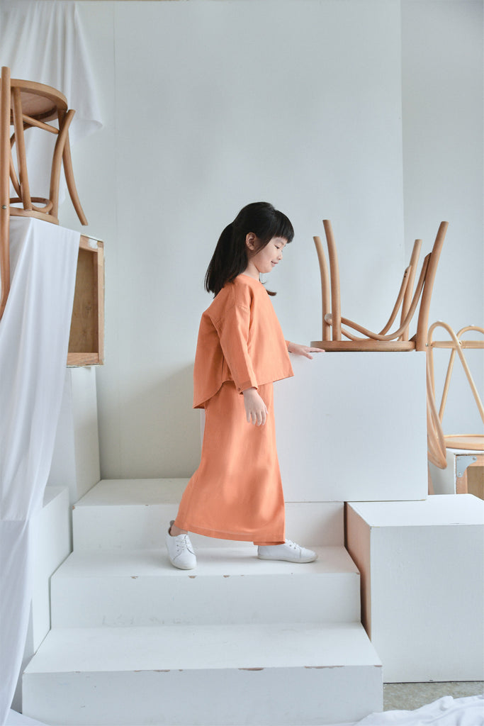 set baju raya budak perempuan brown