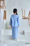 set baju raya budak perempuan biru