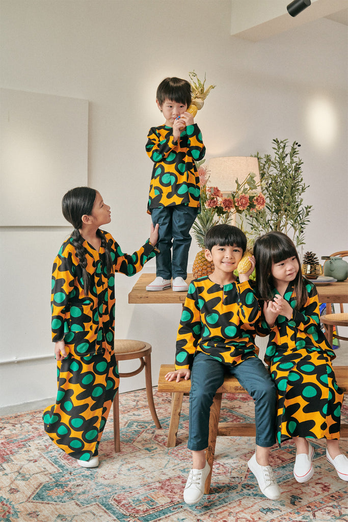 baju raya sedondon hitam kuning