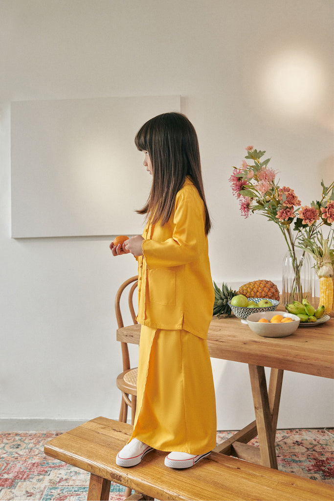 baju raya cotton kuning