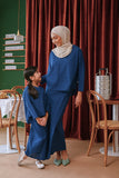 set baju raya biru ibu dan anak
