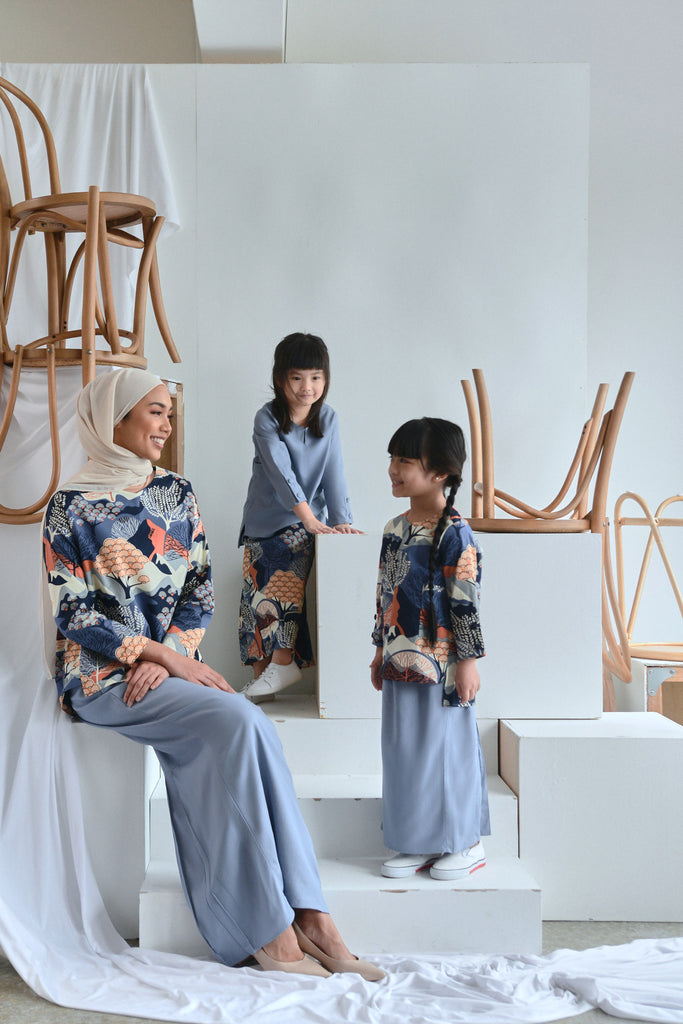 set baju raya cotton ibu dan anak