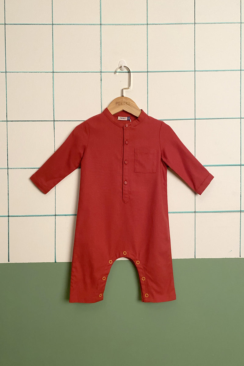 babies jumpsuit merah batu bata
