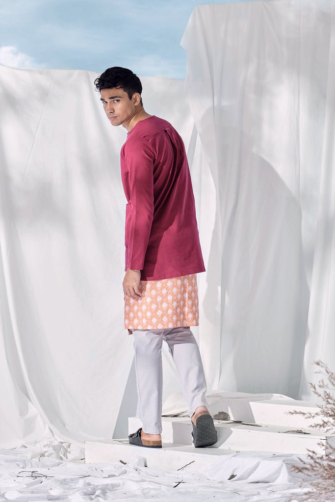 Men kurta maroon and pants light grey with instant samping