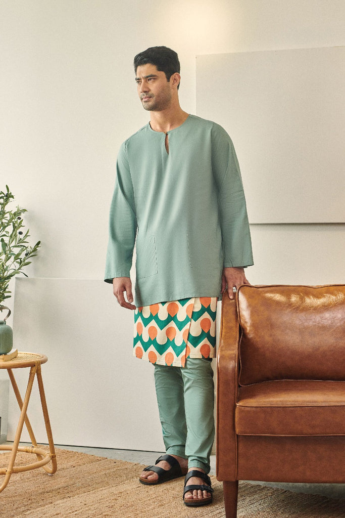 Rasa Sayang Men Kurta - Vegan Green