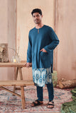 kurta teluk belanga poket teal