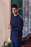 baju melayu cotton navy blue