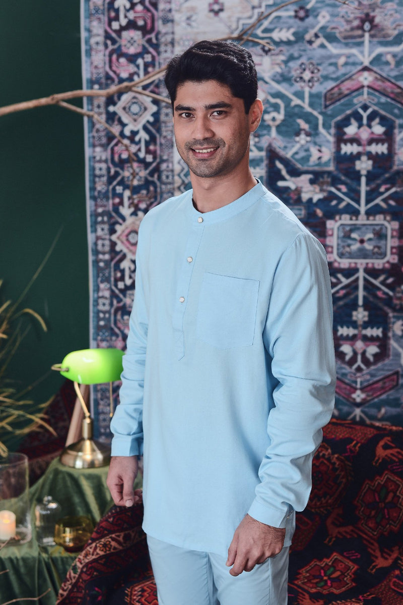 baju melayu biru cair