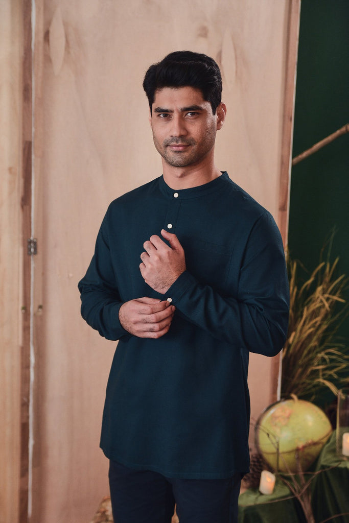 baju melayu cotton emerald green