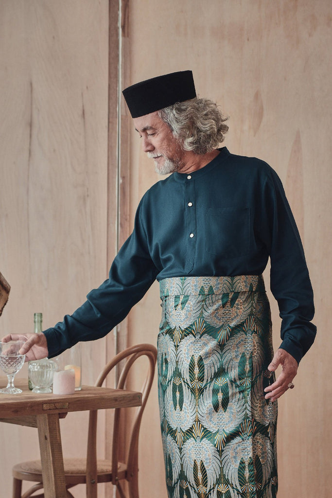 baju melayu sepasang dan samping emerald green