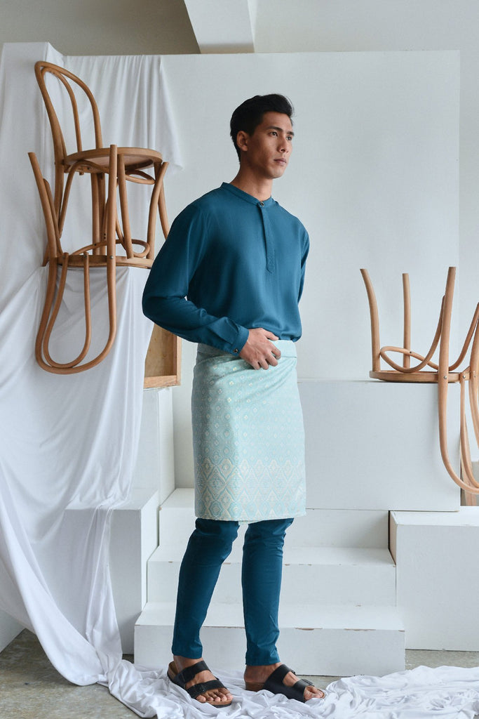 set baju melayu dewasa biru