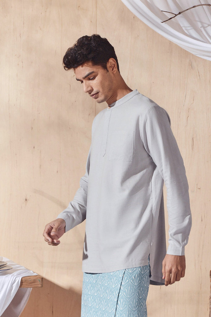 Light Grey Baju Melayu with Samping