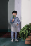 The Bayang Baju Melayu Top - Light Pigeon Blue