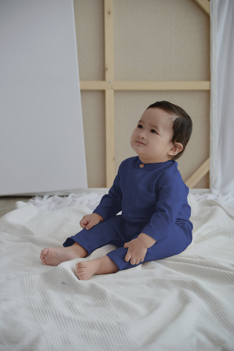 baju melayu jumspsuit baby biru