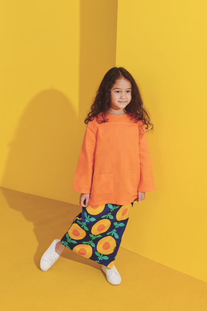 Orange Colour match Folded Skirt