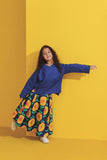 Baju Kedah Biru bersama skirt garis