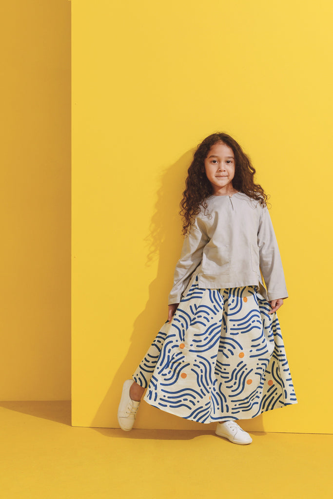 Light Grey Blouse with A line skirt