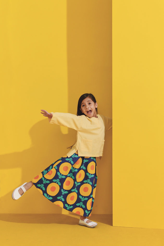 Light yellow with A line skirt