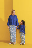 Famliy classic blue blouse matching folded skirt