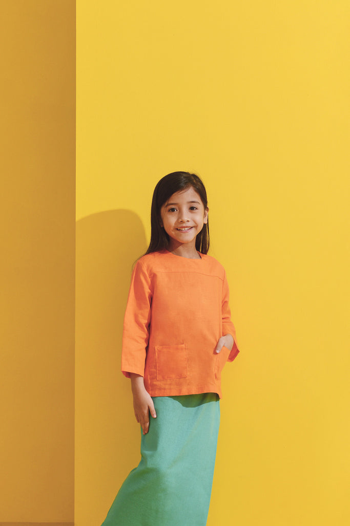 Orange Yoke Blouse