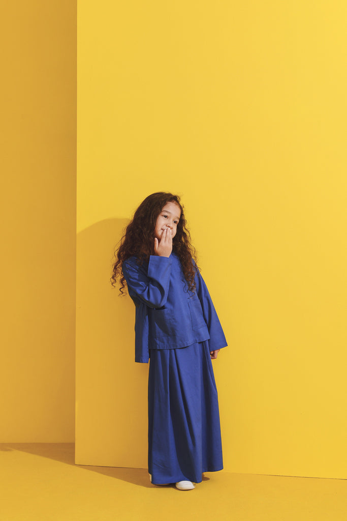 Classic Blue Blouse with A line skirt
