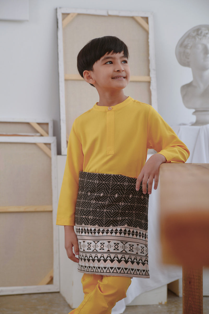 baju melayu cekak musang set kuning budak