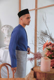 The Seniman Men Baju Melayu Top - Steel Blue