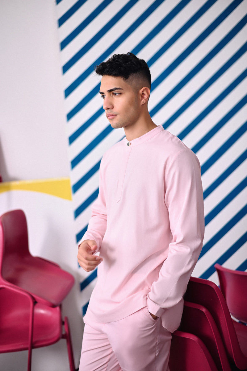 baju melayu set pink cair dewasa