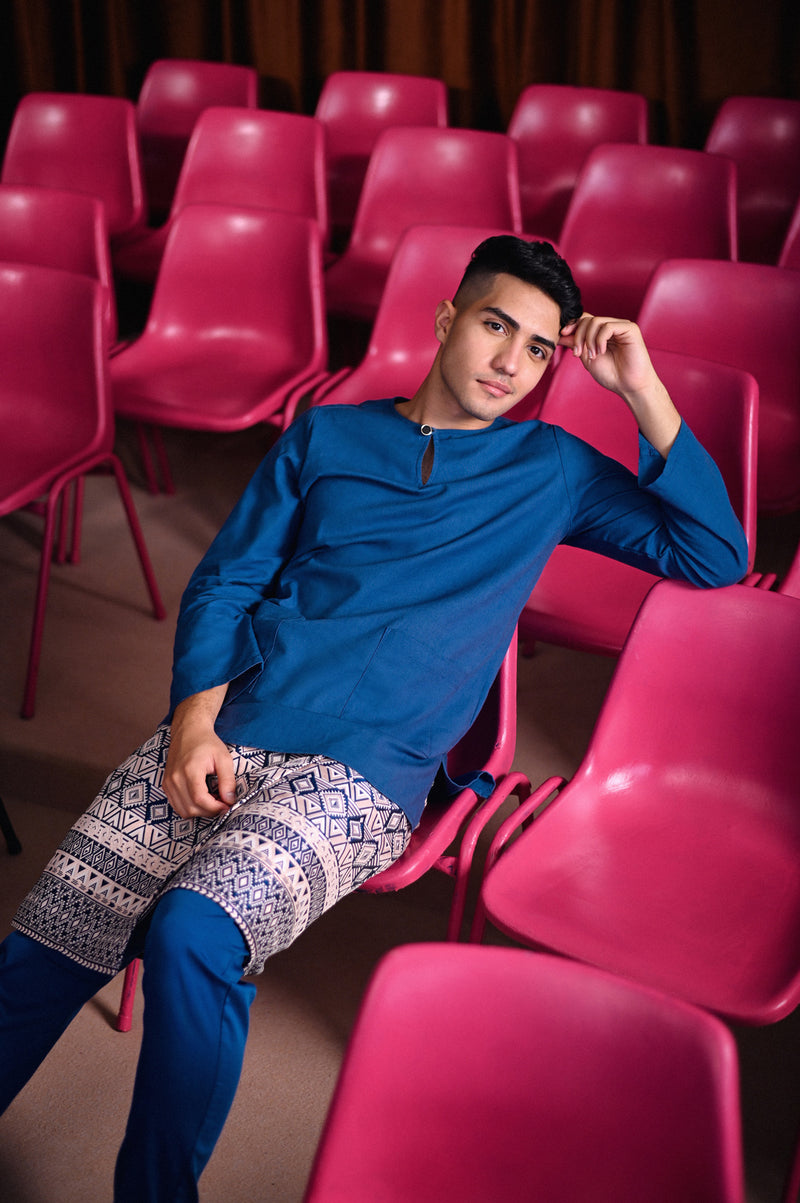 kurta cotton biru dewasa